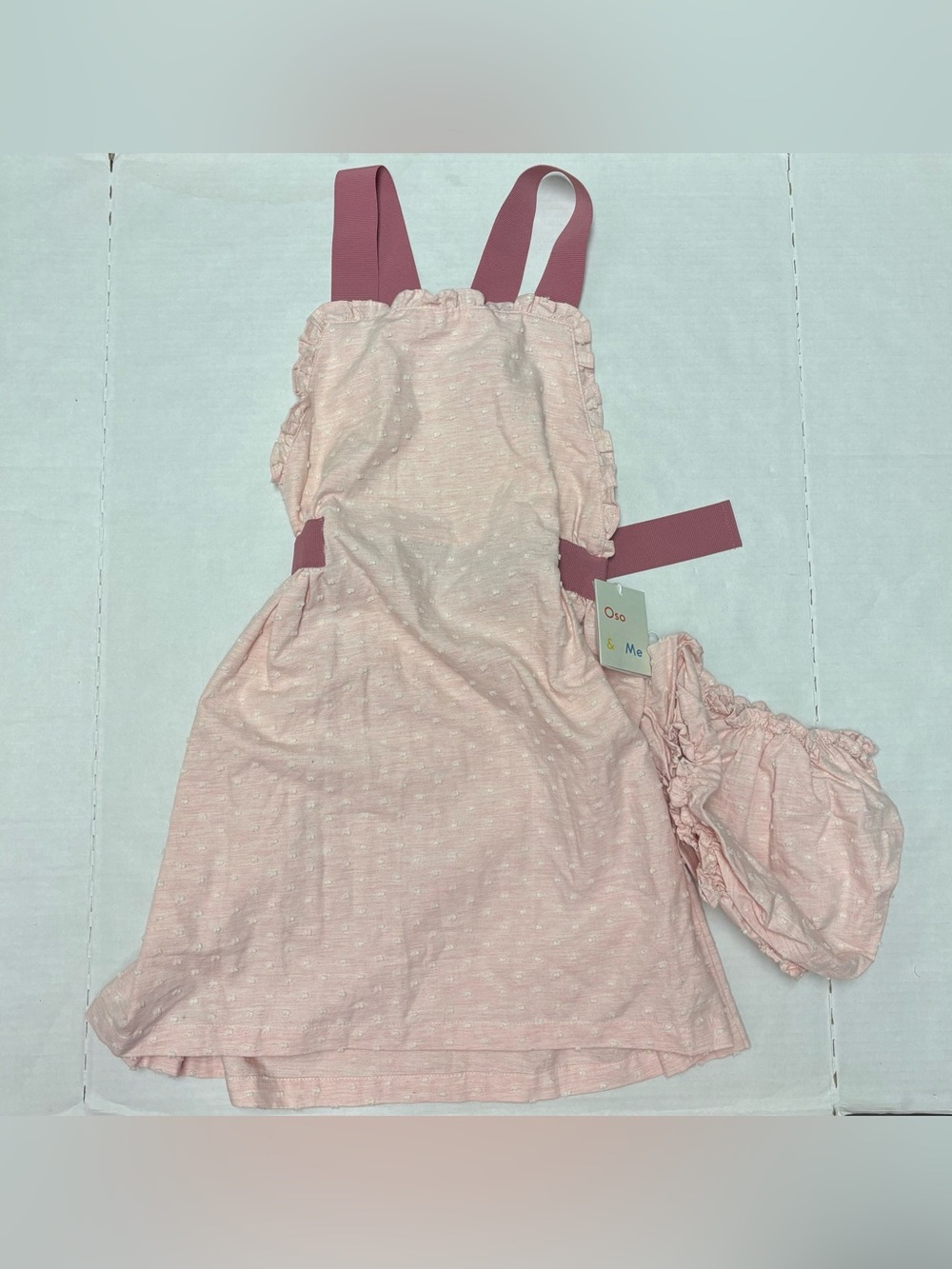 Oso & Me Carolyn dress and bloomers, Pink Swiss dot, size 5-6Y